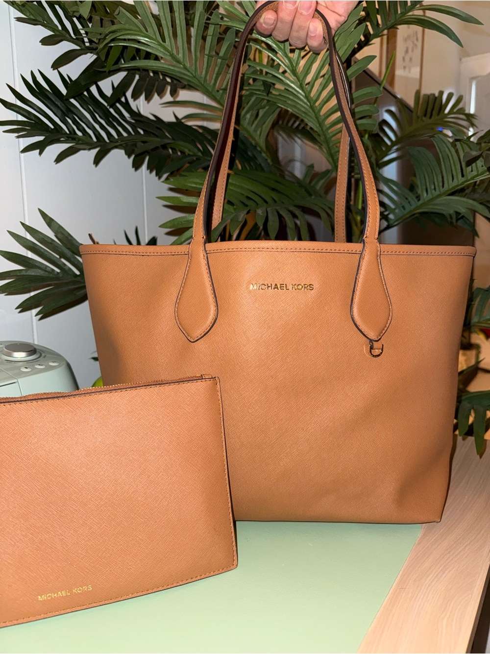 Michael Kors Tan Leather Tote Bag with Pouch